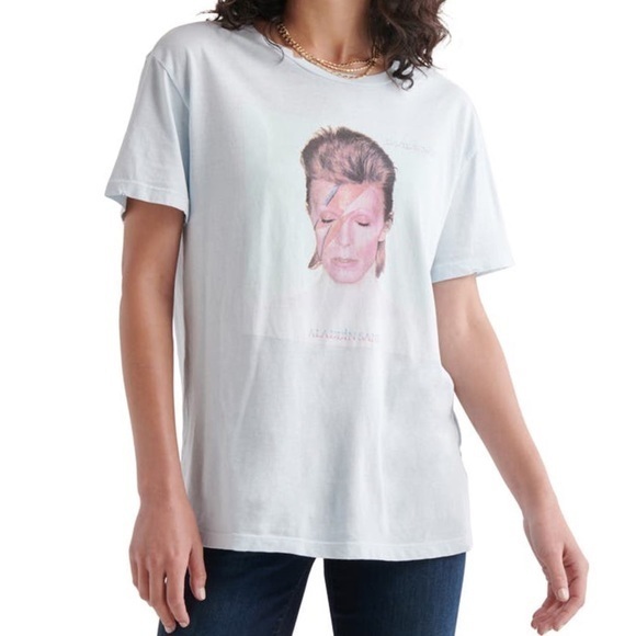 Luck Brand David Bowie Aladdin Sane Album Cover Graphic Tee NWT - Picture 3 of 9